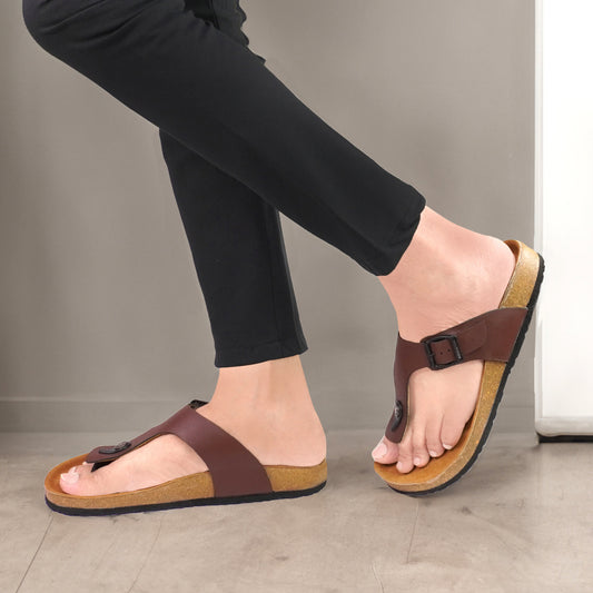 Com Feet Brown Birko-Flor Gizeh Sandals